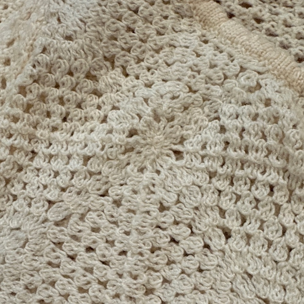& Other Stories Cream Crochet Crewneck Sweater with Puff Shoulders - Picture 3 of 12